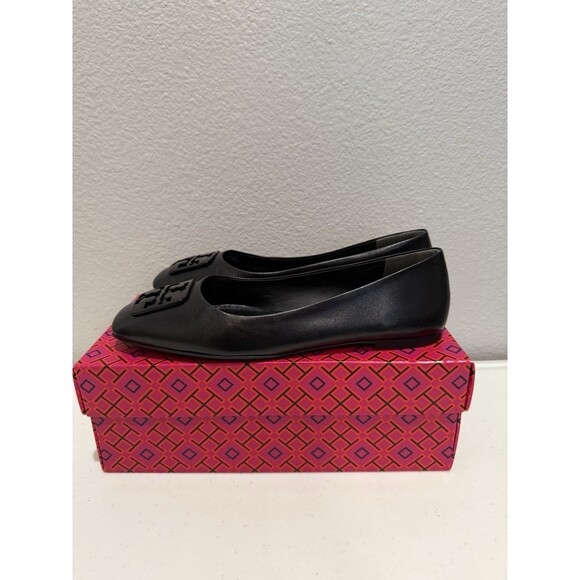 Tory Burch Georgia Ballet Flats Size 7.5 Leather Perfect Black Paris Goat $248 - Picture 3 of 10